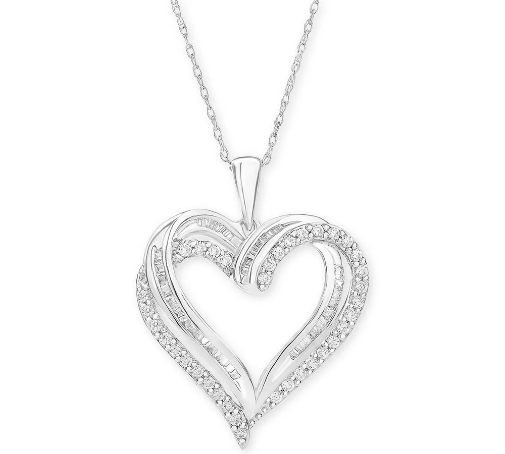 Diamond Heart Pendant 18" Necklace (1/2 ct. t.w.) 10k White, Yellow or Rose Gold.