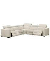 Nevio 5-Pc. Leather "L" Shaped Sectional with 2 Power Recliners Articulating Headrests, Created for Macy's