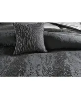 Donna Karan Home Moonscape Reversible Textured Jacquard Charcoal Full/Queen Duvet Cover