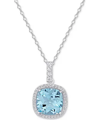 Blue Topaz (1-5/8 ct. t.w.) & White Topaz (4-3/4 ct. t.w.) Pendant Necklace in Sterling Silver