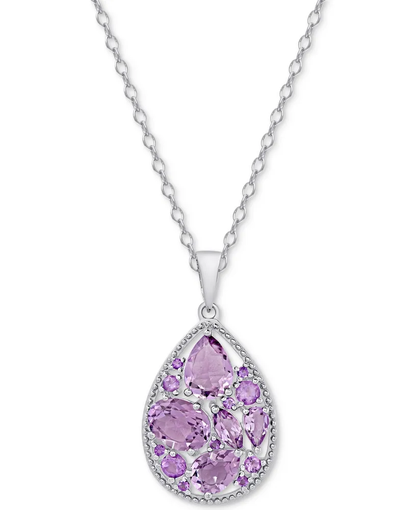 Cluster Teardrop Pendant Necklace (3-3/8 ct. t.w.) in Sterling Silver