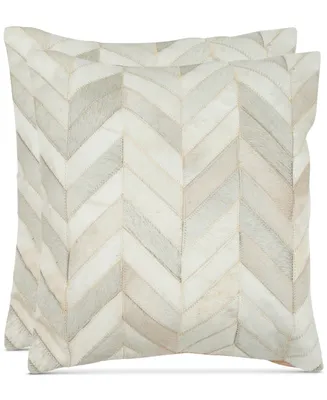 Sandee Cowhide Set of 2 Decorative Pillow, 18" x 18"