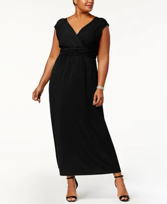 Ny Collection Plus Ruched Empire Maxi Dress