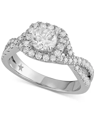 Diamond Halo Engagement Ring (1-3/8 ct. t.w.) in 14k White Gold