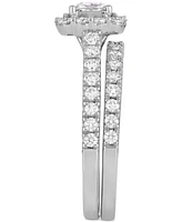 Diamond Princess Cut Halo Bridal Set (1-1/2 ct. t.w.) in 14k White Gold