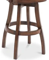 Raleigh Arm 26" Counter Height Swivel Wood Barstool in Chestnut Finish and Kahlua Faux Leather