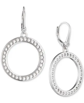 Dkny Perforated Open Circle Drop Earrings