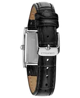 Caravelle Designed by Bulova Women's Black Leather Strap Watch 21x33mm
