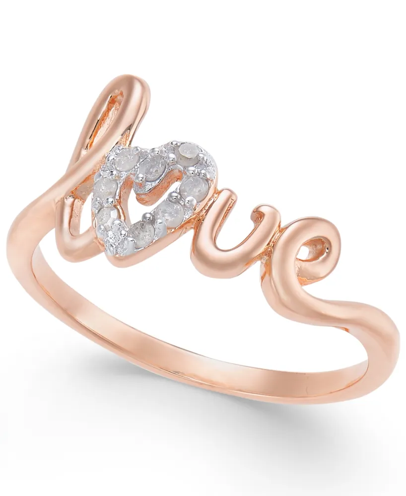 Diamond Love Ring (1/10 ct. t.w.) 14k Gold-Plated Sterling Silver