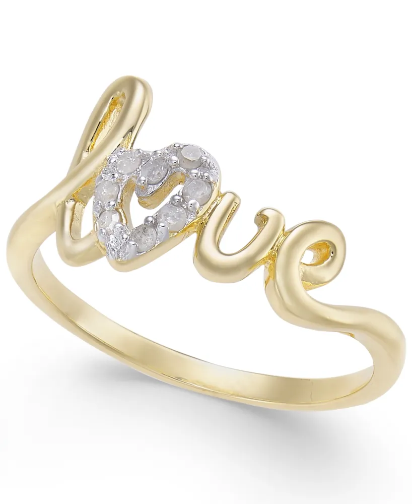 Diamond Love Ring (1/10 ct. t.w.) 14k Gold-Plated Sterling Silver