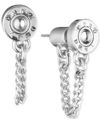 Dkny Logo Rivet Chain Front & Back Earrings