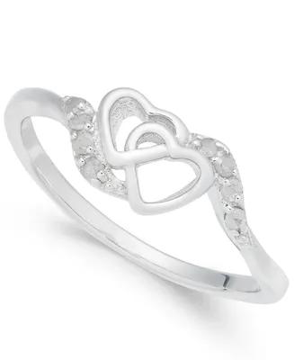 Diamond Interlocked Heart Ring (1/10 ct. t.w.) Sterling Silver