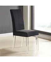 Dalia Modern and Contemporary Dining Chair Black Velvet with Acrylic Legs - Set of 2