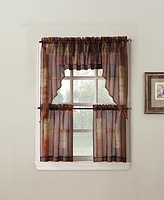 Eden Inspirational Patchwork Semi-Sheer Rod Pocket Kitchen Curtain Tier Pair