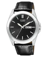 Citizen Men's Black Croc Embossed Leather Strap Watch 41mm BF0580