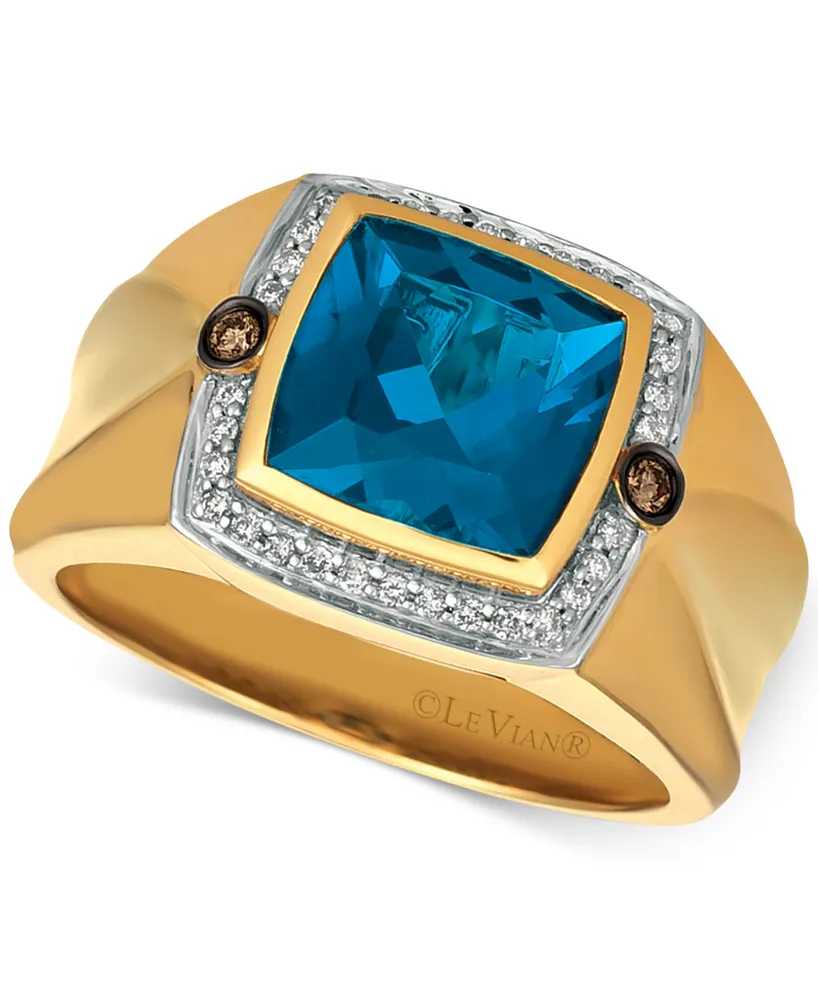 Le Vian Gents Men's London Blue Topaz (4-1/8 ct. t.w.) & Diamond (1/5 Ring 14k Gold