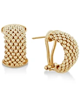 Italian Gold Mesh Hoop Earrings in 14k Gold Vermeil over Sterling Silver