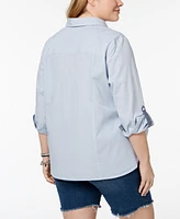 Tommy Hilfiger Plus Cotton Utility Shirt, Created for Macy's