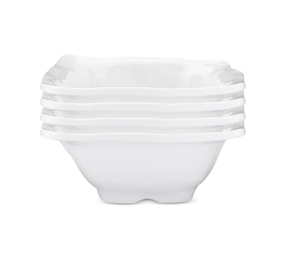 Q Squared Ruffle Melamine Square Dip Bowls, Set of 4