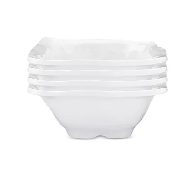 Q Squared Ruffle Melamine Square Dip Bowls, Set of 4