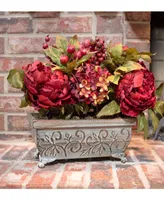 Nearly Natural Peony & Hydrangea Flower Arrangement