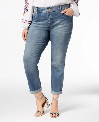 I.n.c. International Concepts Plus Size Tummy Control Boyfriend Jeans, Created for Macy's