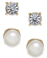 Charter Club Gold-Tone Colored Imitation Pearl 2-Pc. Set Stud Earrings, Created for Macy's