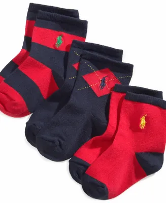 Ralph Lauren Baby Boys Argyle Crew Socks, Pack of 3