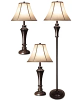 StyleCraft Aged Bronze Steel Lamps, 3 Piece