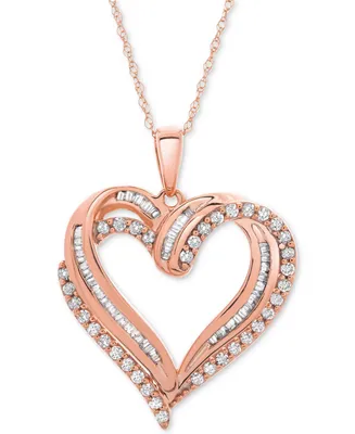Diamond Heart Pendant 18" Necklace (1/2 ct. t.w.) 10k White, Yellow or Rose Gold.