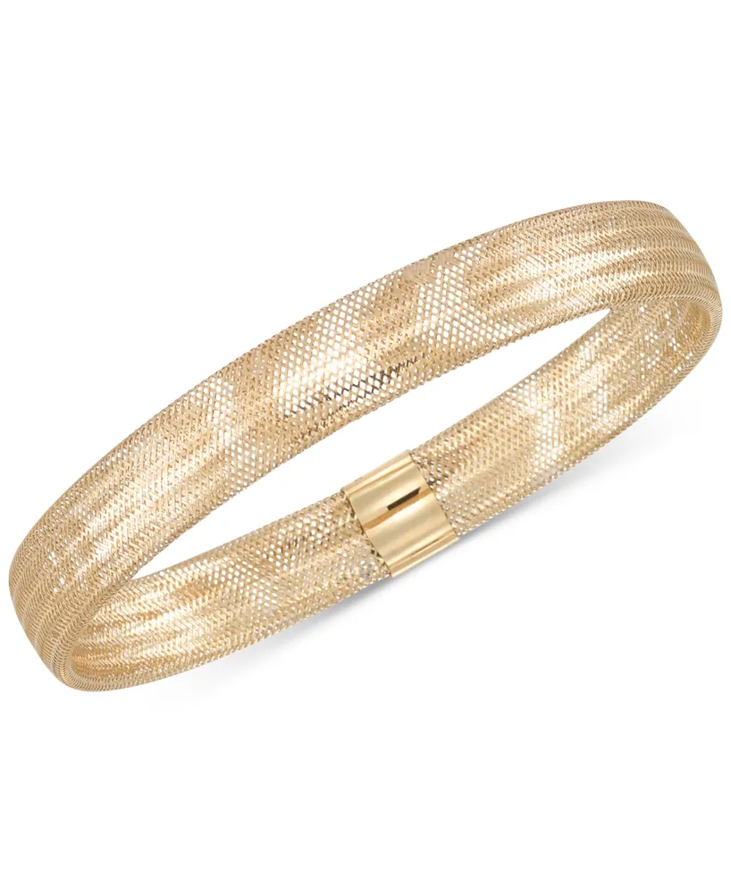 Italian Gold Stretch Bangle Bracelet 14k Yellow, White or Rose Gold, Made Italy