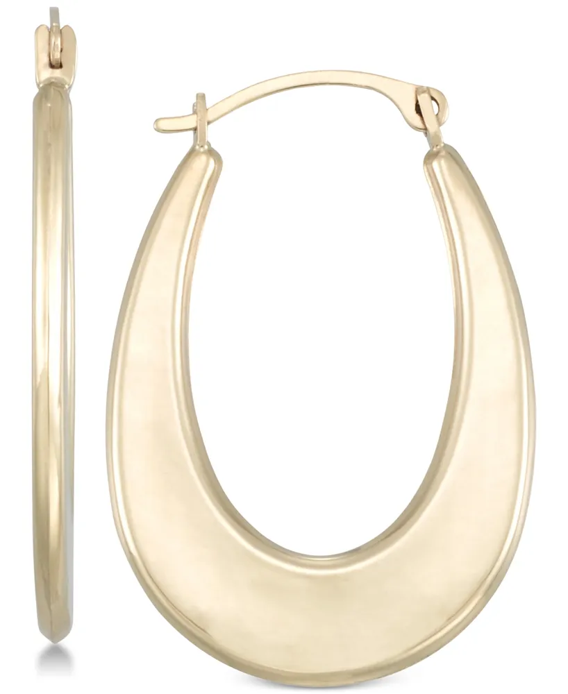 Polished Graduated Oval Hoop Earrings in 10k Gold