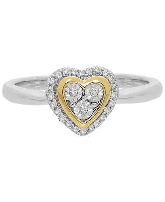Diamond Heart Ring 14k Gold over Sterling Silver (1/10 ct. t.w.)