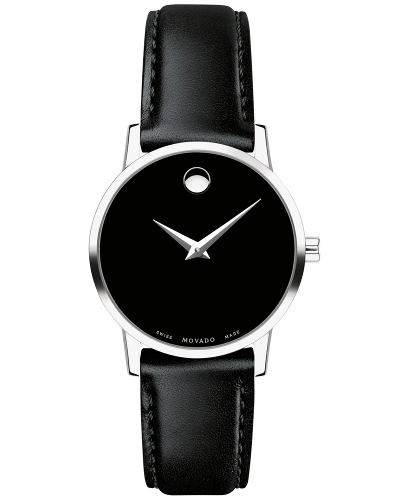 Movado Women's Swiss Museum Classic Black Leather Strap Watch 28mm