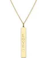 Engraved Love Bar Pendant Necklace 14k Gold over Silver, 18" (also available Sterling Silver)