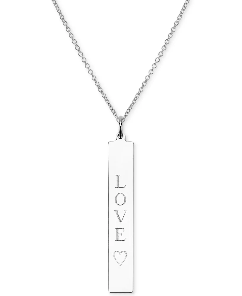 Engraved Love Bar Pendant Necklace in 14k Gold over Silver, 18" (also available in Sterling Silver)