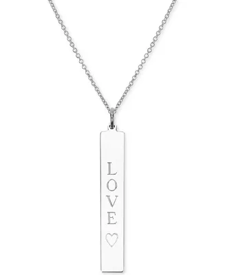 Engraved Love Bar Pendant Necklace in 14k Gold over Silver, 18" (also available in Sterling Silver)