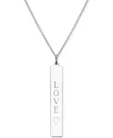 Engraved Love Bar Pendant Necklace in 14k Gold over Silver, 18" (also available in Sterling Silver)