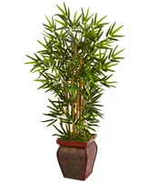 Nearly Natural 3.5' Bamboo Artificial Tree in Decorative Wooden Planter