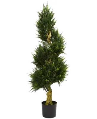 Nearly Natural 4.5' Spiral Cypress Uv-Resistant Indoor/Outdoor Artificial Tree