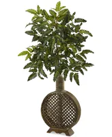 Nearly Natural 39" Bracken Fern Artificial Plant in Open-Weave Planter