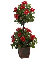 Nearly Natural 39" Hibiscus Double Topiary Artificial Plant