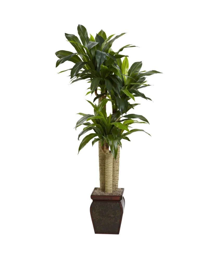 Nearly Natural 4.5' Cornstalk Dracaena Real Touch Artificial Plant in Vase