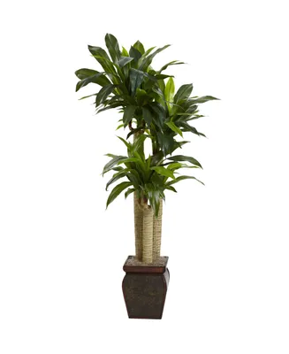 Nearly Natural 4.5' Cornstalk Dracaena Real Touch Artificial Plant in Vase
