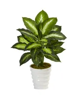 Nearly Natural Dieffenbachia Artificial Plant in Swirl Planter