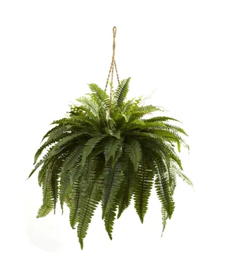 Nearly Natural Double Giant Boston Fern Artificial Plant Hanging Basket
