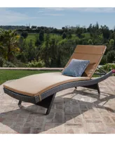 Outdoor Wicker Adjustable Chaise Lounge with Cushion