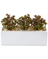 Nearly Natural 7.75"H Sedum Artificial Arrangement in Rectangular Planter