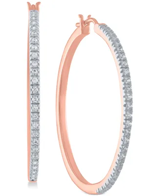 Diamond Hoop Earrings (1/4 ct. t.w.) Sterling Silver, 14k Gold-Plated Silver or Rose