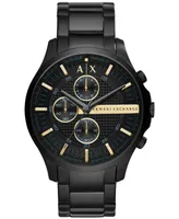 A|X Armani Exchange Men's Chronograph Hampton Black Stainless Steel Bracelet Watch 46mm